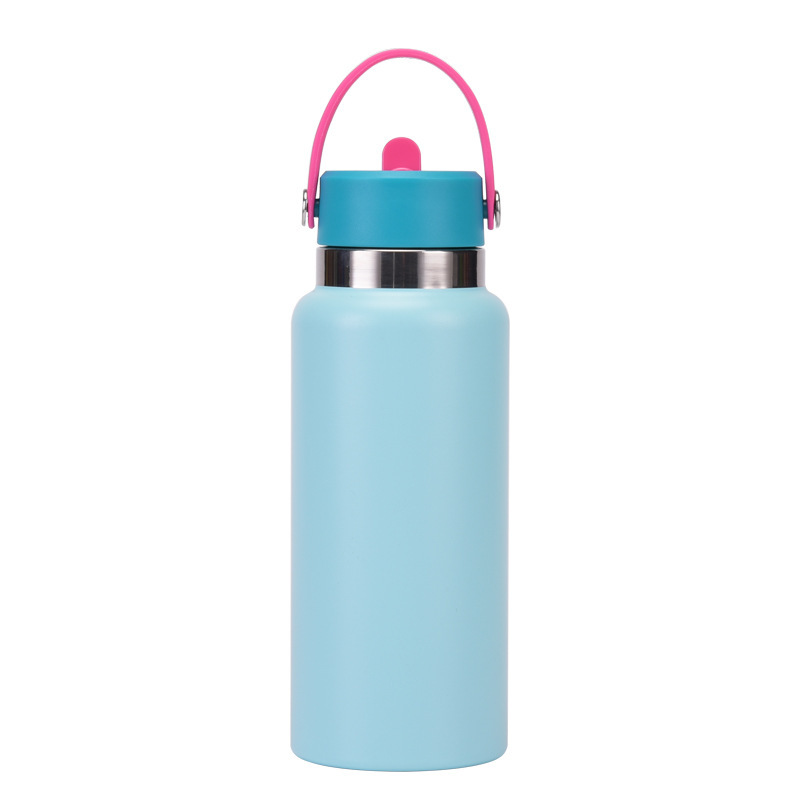 2025 American-Style Large Mouth Insulated Stainless Steel Tumbler Portable Handle with Straw New Sports Kettle Large Capacity