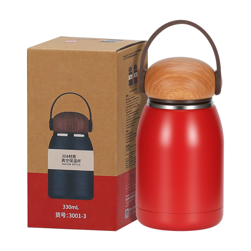 330ml Custom Stainless Steel Tumbler 12H Hot/Cold Insulated Metal Mug with Handle Lid Handgrip Pattern Water Bottle Wholesale