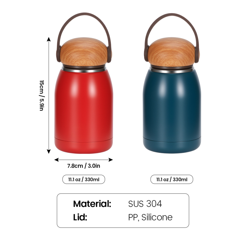 330ml Custom Stainless Steel Tumbler 12H Hot/Cold Insulated Metal Mug with Handle Lid Handgrip Pattern Water Bottle Wholesale