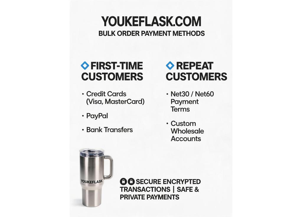 What payment methods are commonly accepted for first-time and repeat bulk order customers?