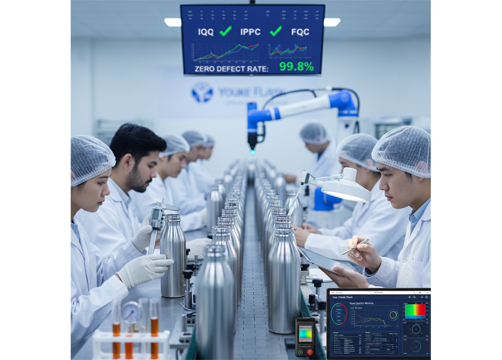 How do you ensure consistent quality control throughout the bulk manufacturing process for insulated bottles?