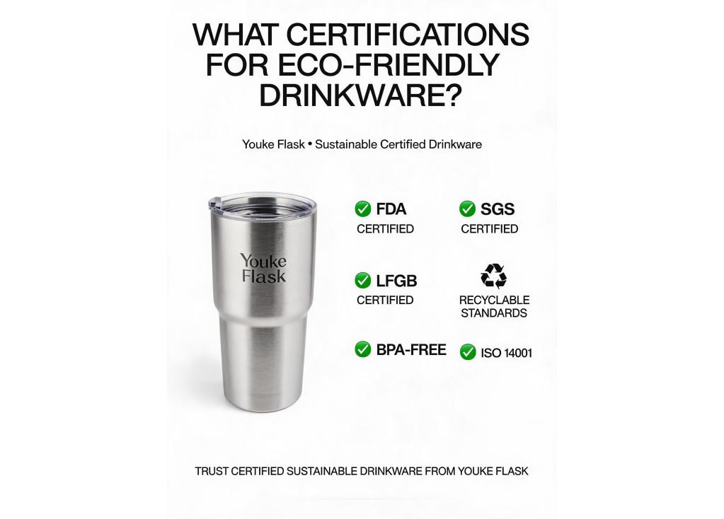 What certifications should I look for when sourcing eco-friendly and recyclable drinkware?