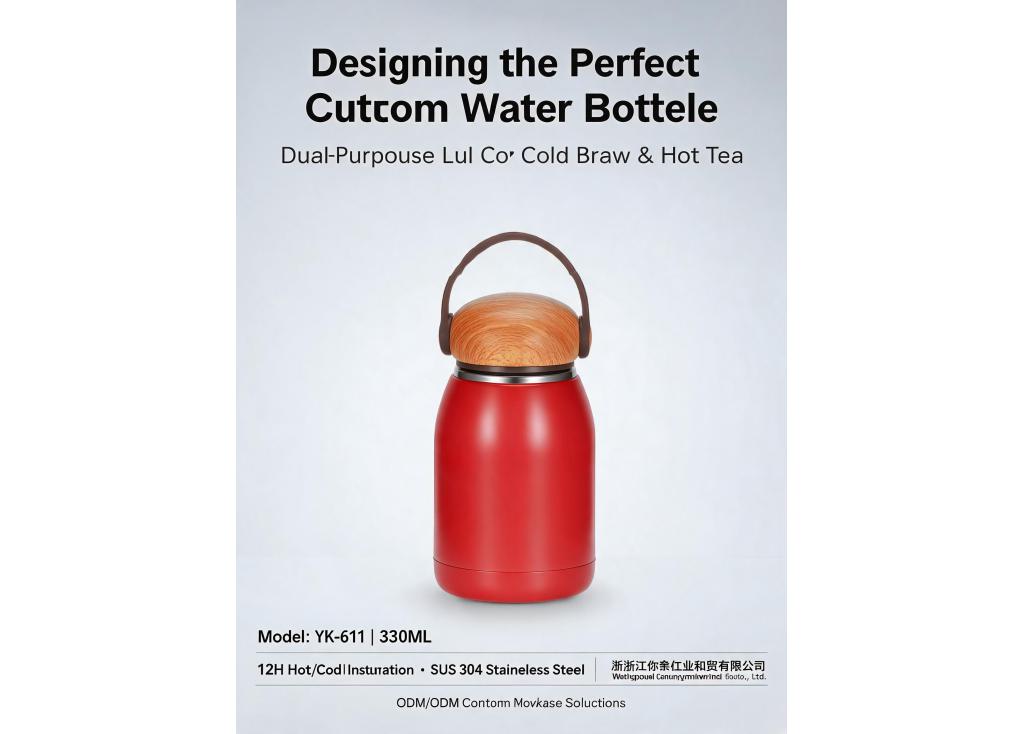 How can I create a custom water bottle with a unique lid that works for both cold brew and hot tea?