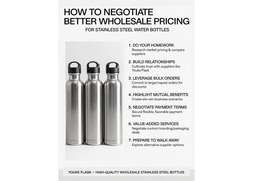 As a new distributor, how do I negotiate better pricing for wholesale stainless steel water bottles?