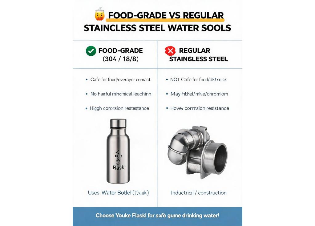 What are the differences between food-grade stainless steel and regular stainless steel for water bottles?