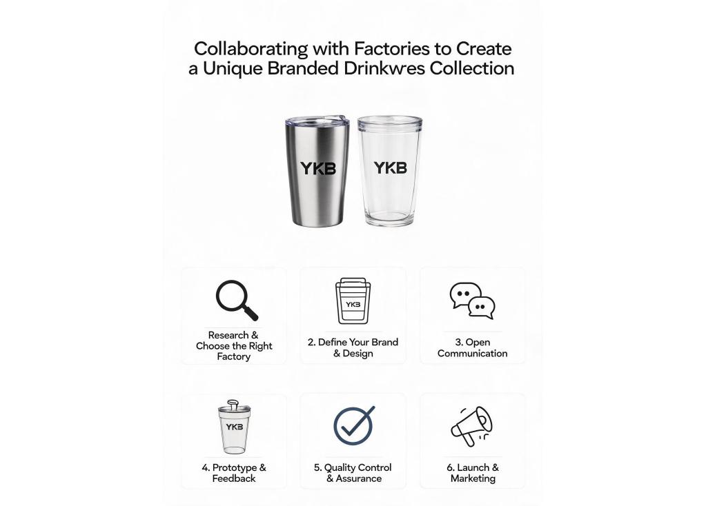 How can we collaborate with a factory to create a unique branded drinkware collection that stands out in a competitive market?