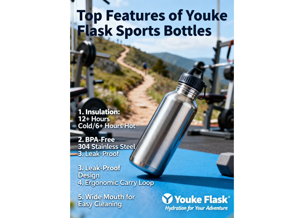 What features are most sought-after in sports bottles for the fitness and outdoor markets?