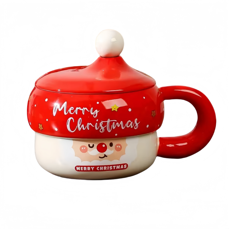 Cute Cartoon Santa Claus Pattern Ceramic Cup Cross-Border Christmas Holiday Souvenir Mug Christmas Gift