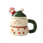 Creative Cute Christmas Coffee Cups Promotional Ceramic Santa Mug Porcelain Christmas Cup Luxury Gift Sets With Spoon and Lid