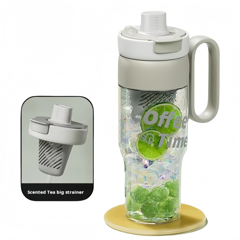 Cute Portable Straw Water Bottle Outdoor Sports Plastic Coffee Large Ice Cup 850ml Tritan Plastic Ice Water Bottle With Handle