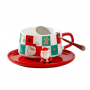 New Design Wholesale Christmas Mug Plate Sets Santa Coffee Cup Ceramic Mug with Saucer Christmas Gift