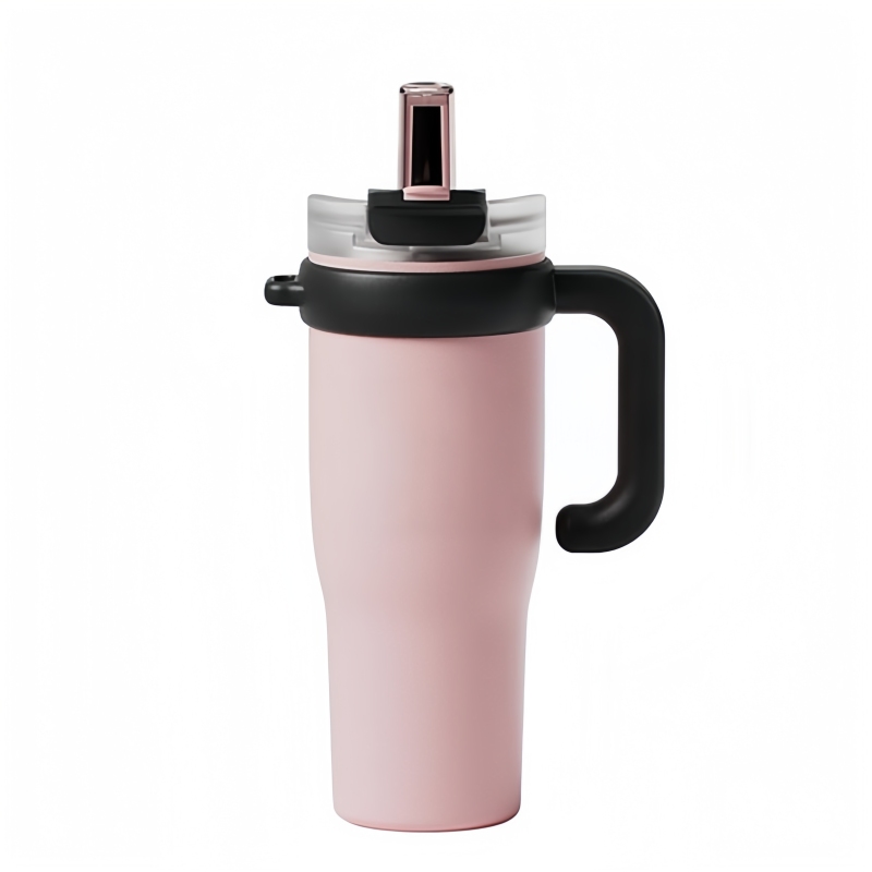 Customizable logo Double Wall Stainless Steel Water Bottle, Large Capacity Insulated Vacuum Coffee Cup with Straw