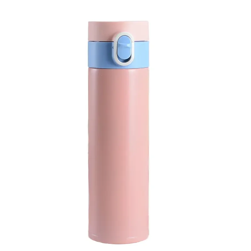 Custom Print 400ml Matte Black Slim Outdoor Sport Thermos Life Vacuum Portable Flask With Bouncing Lid