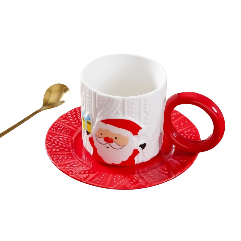 Custom New Design Christmas Gift Personality Snowman Ceramic Christmas Mug Gift Set