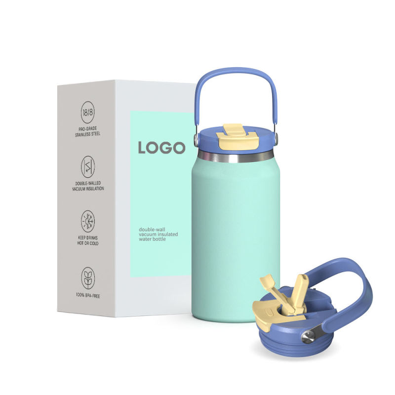 Wholesale Factory Fashion 50oz Insulated Tumblers With Handle and Straw Stainless Steel Water Bottle Cups With Lid