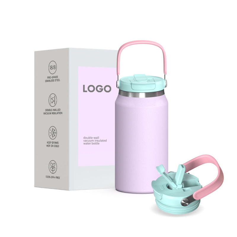 Wholesale Factory Fashion 50oz Insulated Tumblers With Handle and Straw Stainless Steel Water Bottle Cups With Lid