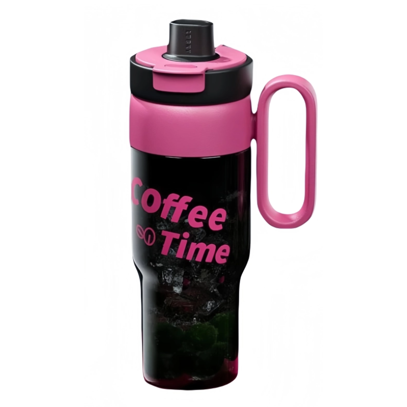 Cute Portable Straw Water Bottle Outdoor Sports Plastic Coffee Large Ice Cup 850ml Tritan Plastic Ice Water Bottle With Handle