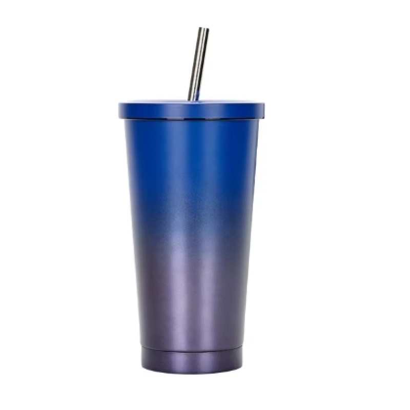 2025 Custom logo Contemporary Portable Stainless Steel Insulated 500ml Travel Car Mugs with Straw