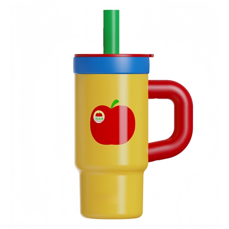 Wholesale Water Cup High-Appearance Girls' Ice Cup with Glass Liner Handle Vacuum Straw for Travel Drinks Stay Cold