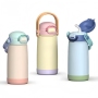 New Color Contrast Straw Children's Thermos Cup Customized 304 Stainless Steel Handle Bounce Cover Children's Water Cup