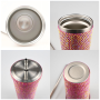 Bling 500ml & 750ml Tumbler Double Wall Insulated Stainless Steel Travel Mug with Lid Straw Vacuum Rhinestone Tumbler for Coffee