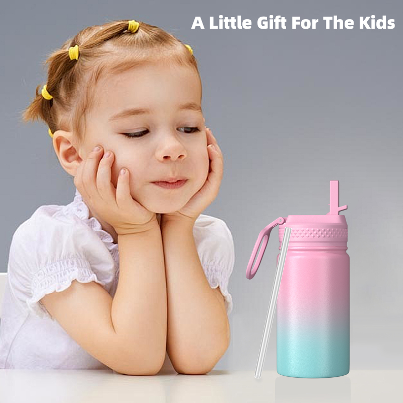 Wholesale Portable 12oz Gradient Color Insulated Thermos Bottle Stainless Steel Kids Thermos Mug