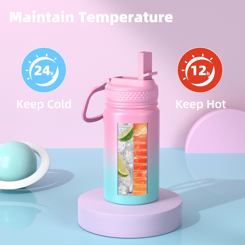 Wholesale Portable 12oz Gradient Color Insulated Thermos Bottle Stainless Steel Kids Thermos Mug