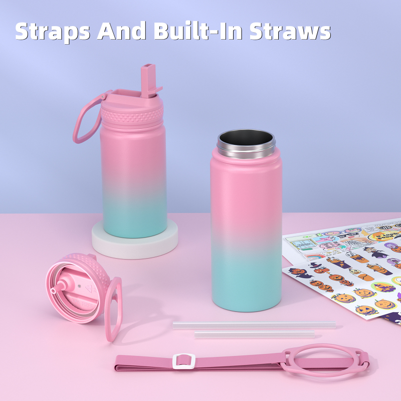 Wholesale Portable 12oz Gradient Color Insulated Thermos Bottle Stainless Steel Kids Thermos Mug