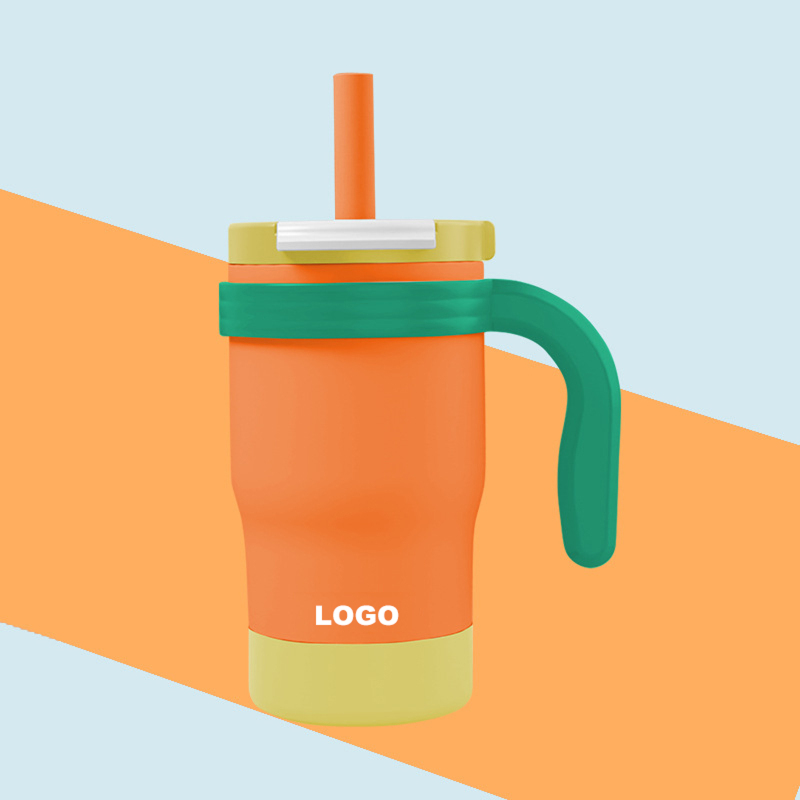New Design Powder Coated Children Water Bottle Stainless Steel 14oz Tumbler with Handle