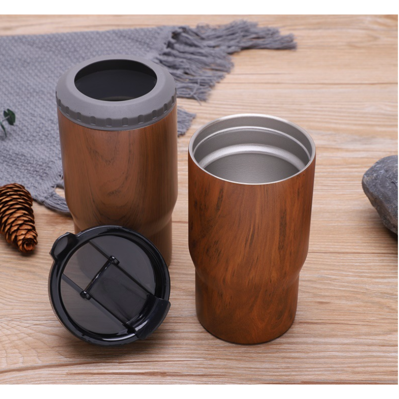 Fashion Wood Texture Tank Cooler 14oz Large Capacity Double Wall Vacuum Cooler