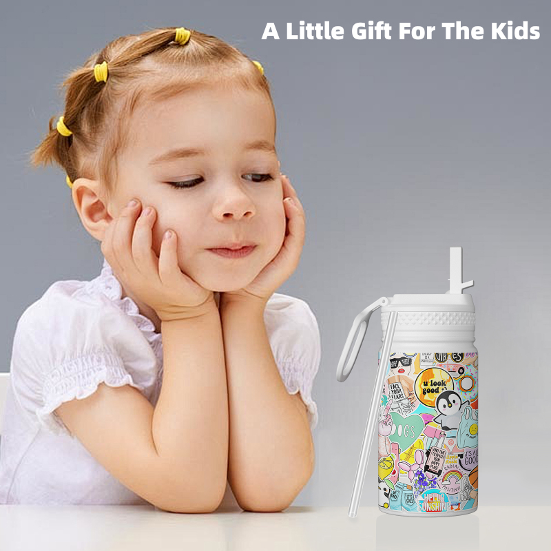 Factory-Made 12oz/350ml Children's Stainless Steel Insulated Sippy Water Bottle With Flip Top Vacuum Flask for Kids' Drinks/Mug