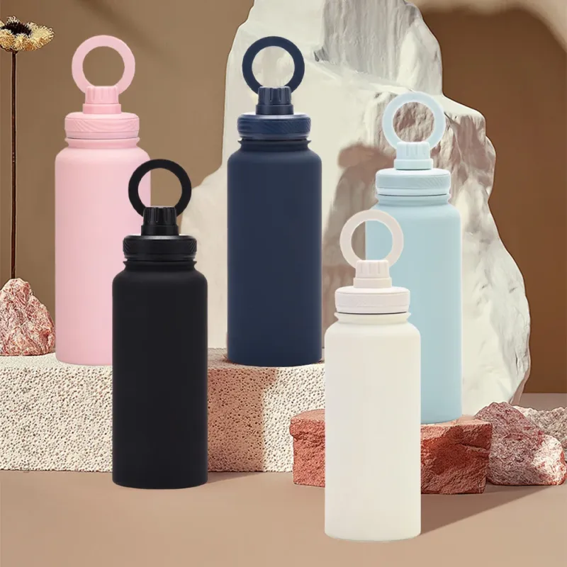New Arrivals 32oz Double Wall 304 Stainless Steel Thermos Vacuum Flask with Magnetic Phone Holder Lid