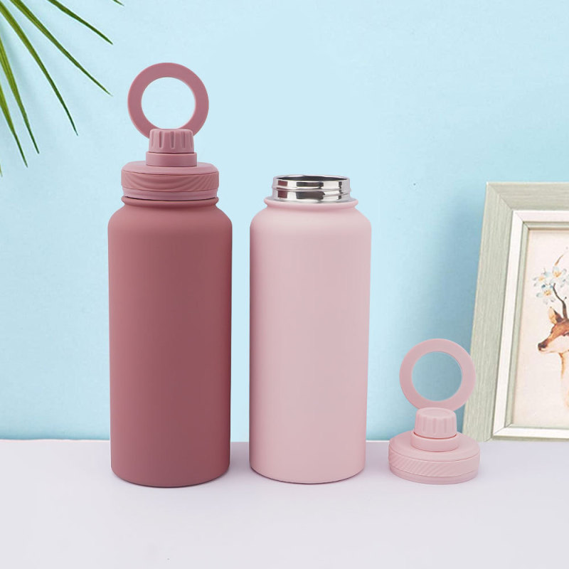 New Arrivals 32oz Double Wall 304 Stainless Steel Thermos Vacuum Flask with Magnetic Phone Holder Lid