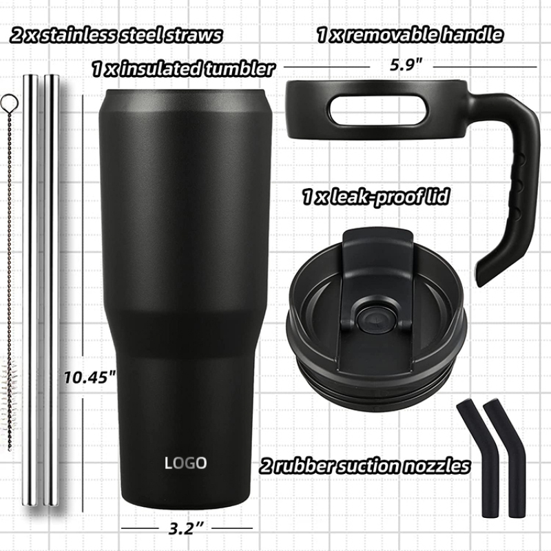 Wholesale Custom 40oz Stainless Steel Travel Tumbler Cup with Handle and Straw 40oz Handle Cup Spray Paint Mug