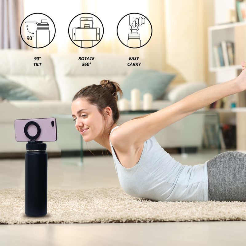 GYM Magnetic Lid Water Bottle Phone Holder Custom Logo Thermos Vacuum Flasks Sports Mag Safe Water Bottle with Magnetic Lid Men