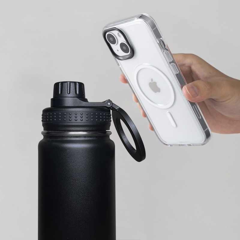 GYM Magnetic Lid Water Bottle Phone Holder Custom Logo Thermos Vacuum Flasks Sports Mag Safe Water Bottle with Magnetic Lid Men