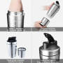 Stainless Steel Portable Nutrition Fitness Sports Protein Shaker with Volume Marking for Gym Sports Fitness Hiking and Camping