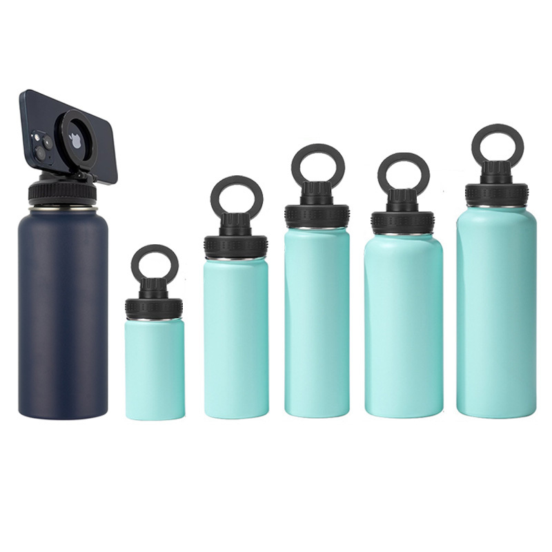 Magnetic Phone Holder Vacuum Flask Stainless Steel Metal Drinking Sport Water Bottle Double Wall Personalized