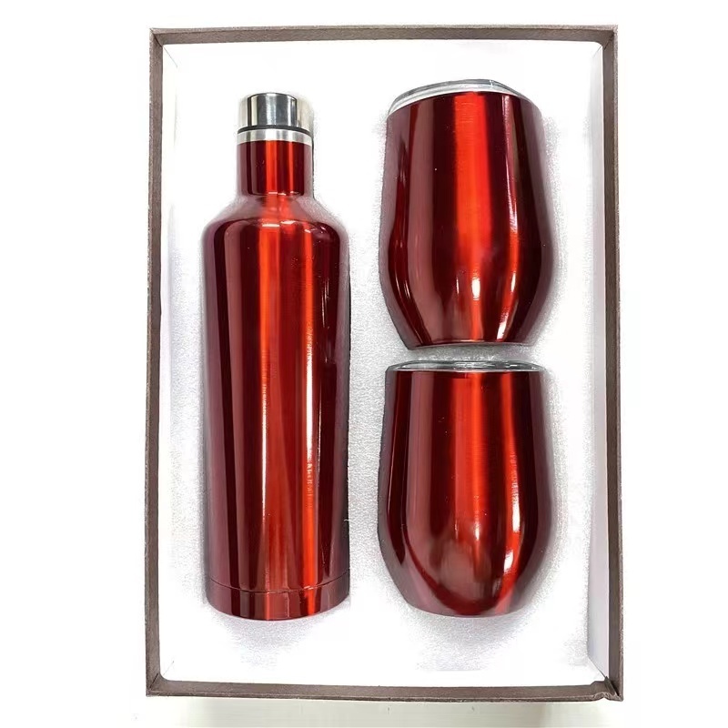 High Quality Commercial Custom Gift Mark 304 Stainless Steel Vacuum Insulated Wine Bottle Egg Cup Set Gift Box