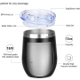 Factory Wholesale Insulated Reusable 12oz American Style Wine Tumbler Cup Customized Stainless Steel With Lid Coffee Wine Travel