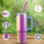 Wholesale New Purple 40oz Double Wall Thermos Mug Large Capacity Mug With Straw and Handle