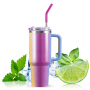 Wholesale New Purple 40oz Double Wall Thermos Mug Large Capacity Mug With Straw and Handle