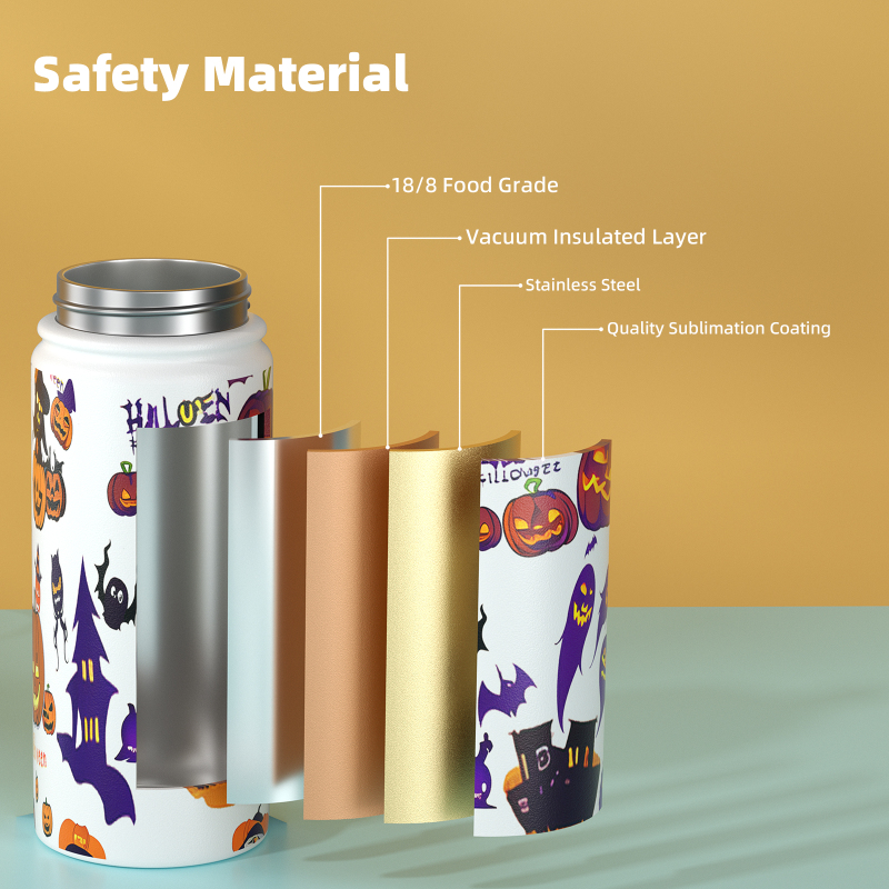 Kids Insulated Stainless Steel Water Bottle With Lid, 12 oz Patterned Thermos Mug