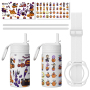 Kids Insulated Stainless Steel Water Bottle With Lid, 12 oz Patterned Thermos Mug