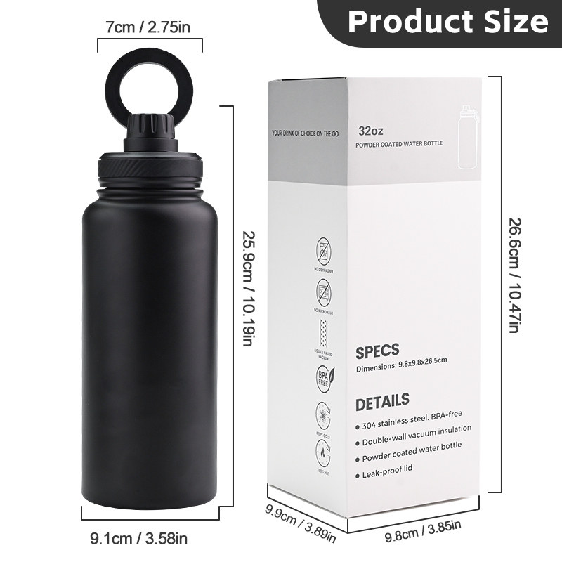 Custom 18oz 32oz Insulated Stainless Steel Thermal Vacuum Flasks Sport Reusable Water Bottle for Camping