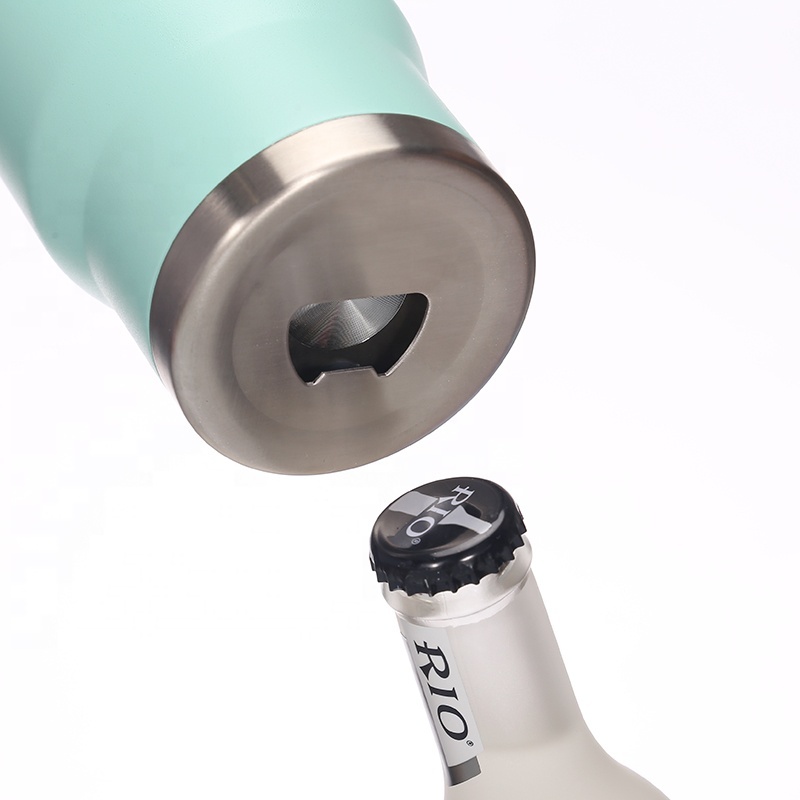 4-in-1 Insulated Eco-Friendly 14OZ Beer Coozies Double Walled 16oz Can Cooler Opener Corkscrew Slim Stainless Steel Drinkware