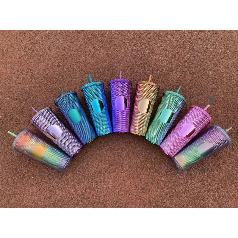 Double Wall 700ml 710ml 24oz Luminous Glowing Plastic Durian Tumbler Durian Cup No logo With Straw