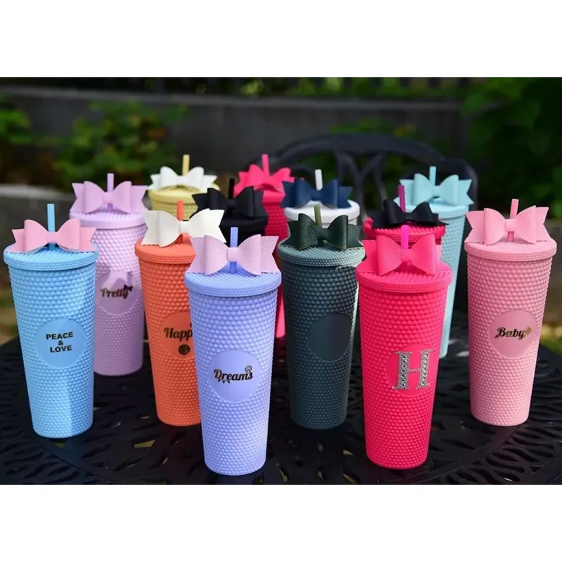 Double Wall 700ml 710ml 24oz Luminous Glowing Plastic Durian Tumbler Durian Cup No logo With Straw