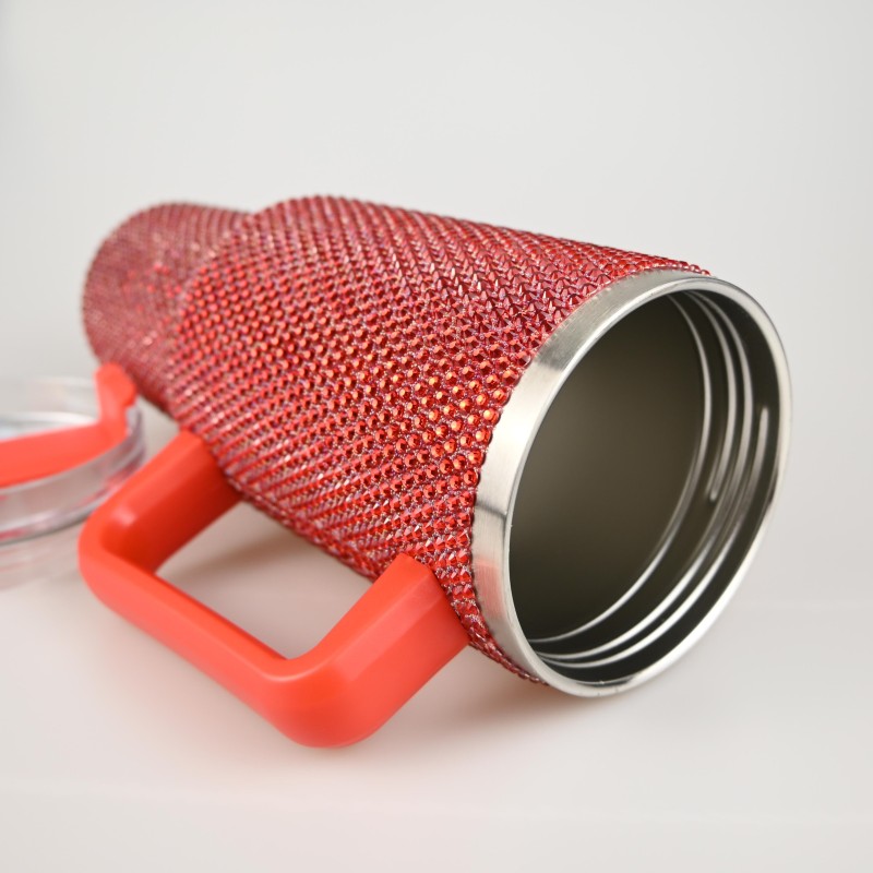 Christmas Gifts Crystal Finishes Tumbler Bling Rhinestone Stainless Steel Water Cup Diamond Coffee Mugs With Lid and Straw