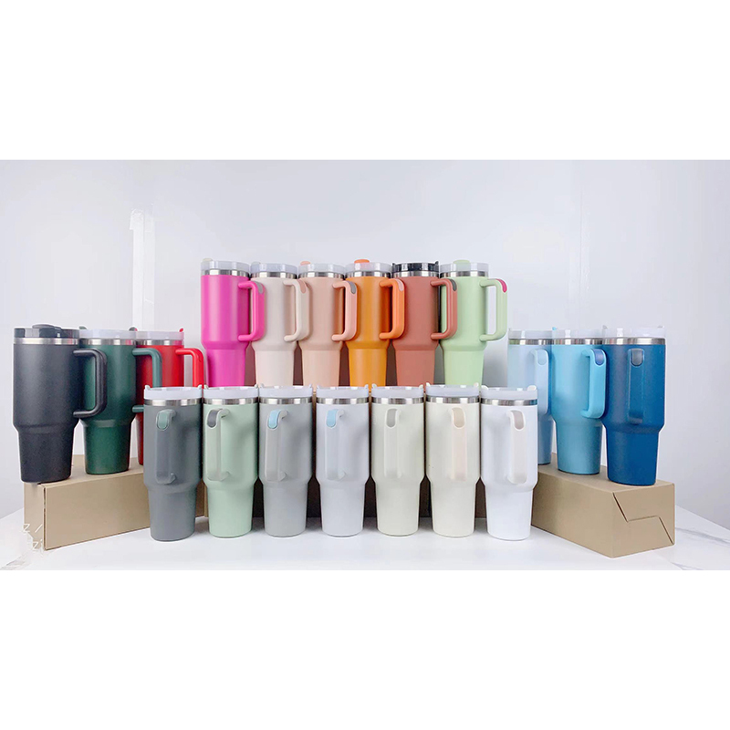 Custom 20oz & 30oz Adventure Tumbler Thermos Bottle Metal Leak Resistant Reusable with Handle for Straw Lid and Big Grip